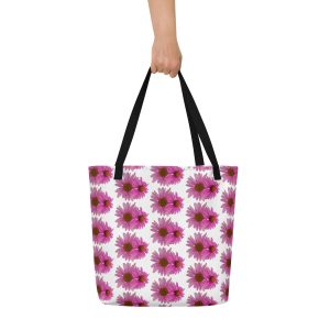 Pink Echinacea  Pretty Flower All-Over Print Large Tote Bag