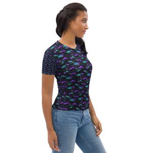 Cyber Punk Camo All Over Women's Crew Neck T Shirt Right