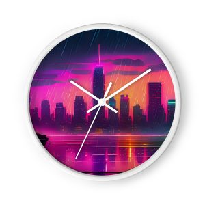 Cyber Punk Chicago Skyline Wall Clock