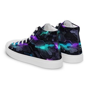 Cyber Punk Camo Women's High Top-Canvas Shoes White Left Back